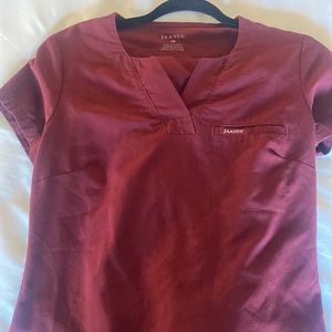 JAANU Burgundy Scrubs Top + Bottoms